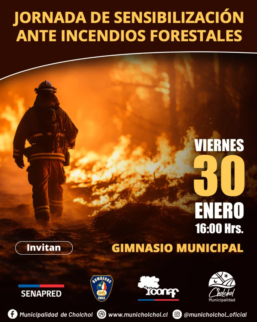 JORNADA SENSIBILIZACIÓN CHOLCHOL Municipio de Cholchol impulsa jornada clave para fortalecer la respuesta comunitaria ante incendios forestales