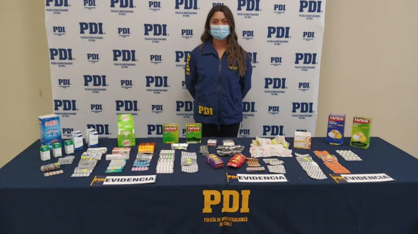 En Metrenco: PDI saca de circulación 2.254 dosis de medicamentos ilegales desde un minimarket